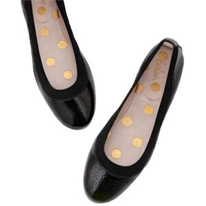 Boden | Hettie Flexi Ballerinas Crinkle Patent Leather Black Elastic Ballet Flat